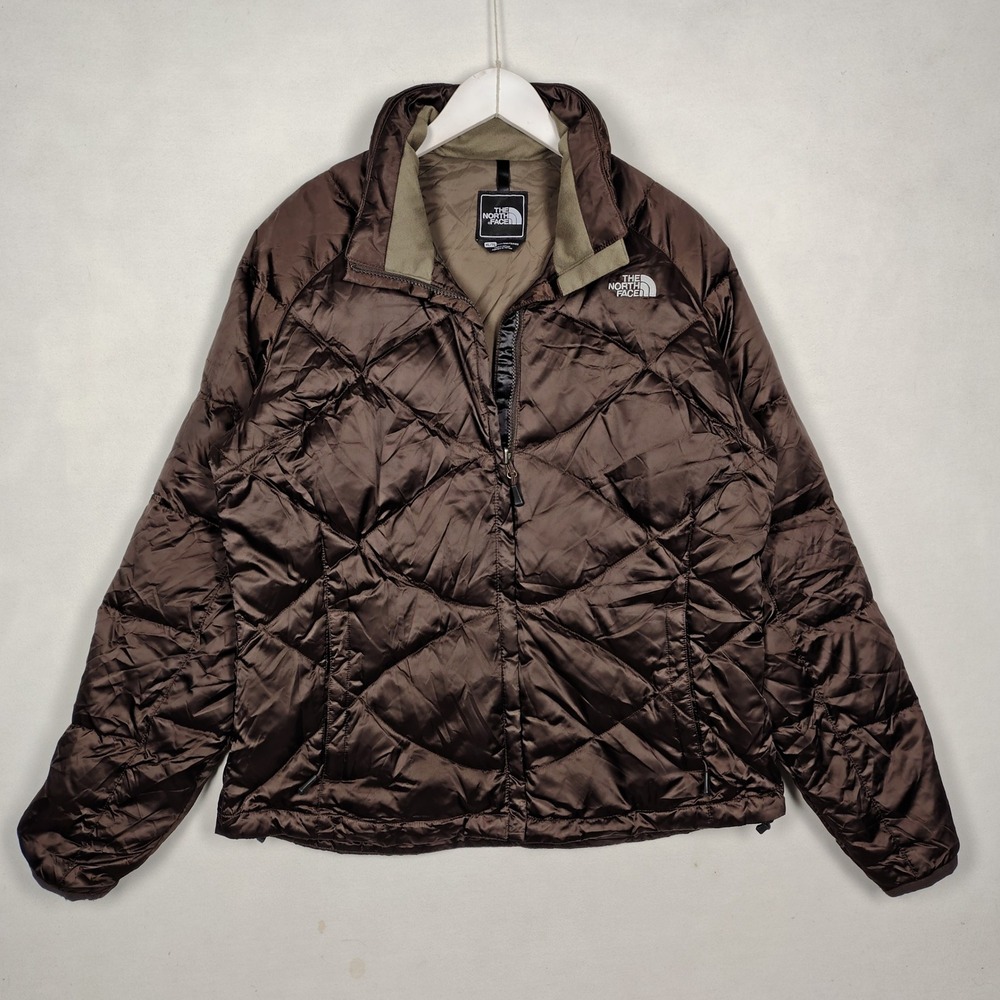 The North Face Womens Diamond Quilted Puffer Jacket Brown Full Zip XL